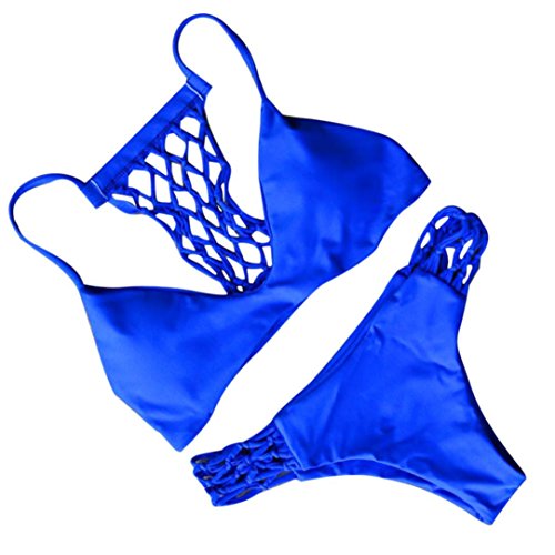 HOT Sale!Canserin Women Sexy Brazilian Push Up Padded Bikini Set (L, Blue)