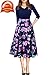 Womens Vintage Floral Dress for Work 3/4 Sleeve Casual A-line Midi Dress with Pockets Purple Flower Medium
