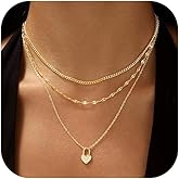 Jarizos Dainty Gold Layered Necklaces for Women,14k Gold Plated Necklace Stack Disc Circle Heart Pendant Cuban Herringbone Paperclip Twisted Rope Chain Necklaces,Gold Jewelry Gift for Women