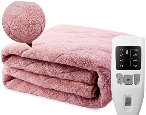 WMWZ Luxury Flannel Double Electric Blanket Bed King Electric Heated Blanket Underblanket Fitted Mattress Cover with 4 Settings and Washable Pink,180120cm(Twin)