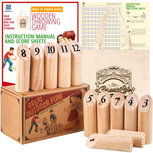 Skittles Yard Games Bowling Set, Outdoor Family Wooden Lawn Games, Made