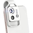 200X Phone Mini Pocket Microscope with LED Light/Universal Clip, Nano Zoom Portable Digital Microscope Camera Attachments for 99% Smartphone, Microworld for Kids Adults (White 200X with CPL)
