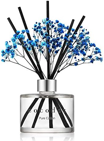 Cocodor Preserved Actual Flower Reed Diffuser / Pure Cotton / 6.7oz(200ml) / 1 Pack / Reed Diffuser Set, Oil Diffuser & Reed Diffuser Sticks, Dwelling Decor & Workplace
