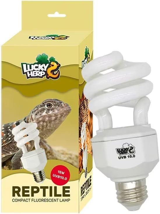 LUCKY HERP UVA UVB 爬虫類 ライト UVB 10.0 15W 爬虫類 紫外線ライト 亀 ライト 可視光線・UVA 爬虫類ライト 砂漠に棲息する爬虫類に最適なUVBを照射
