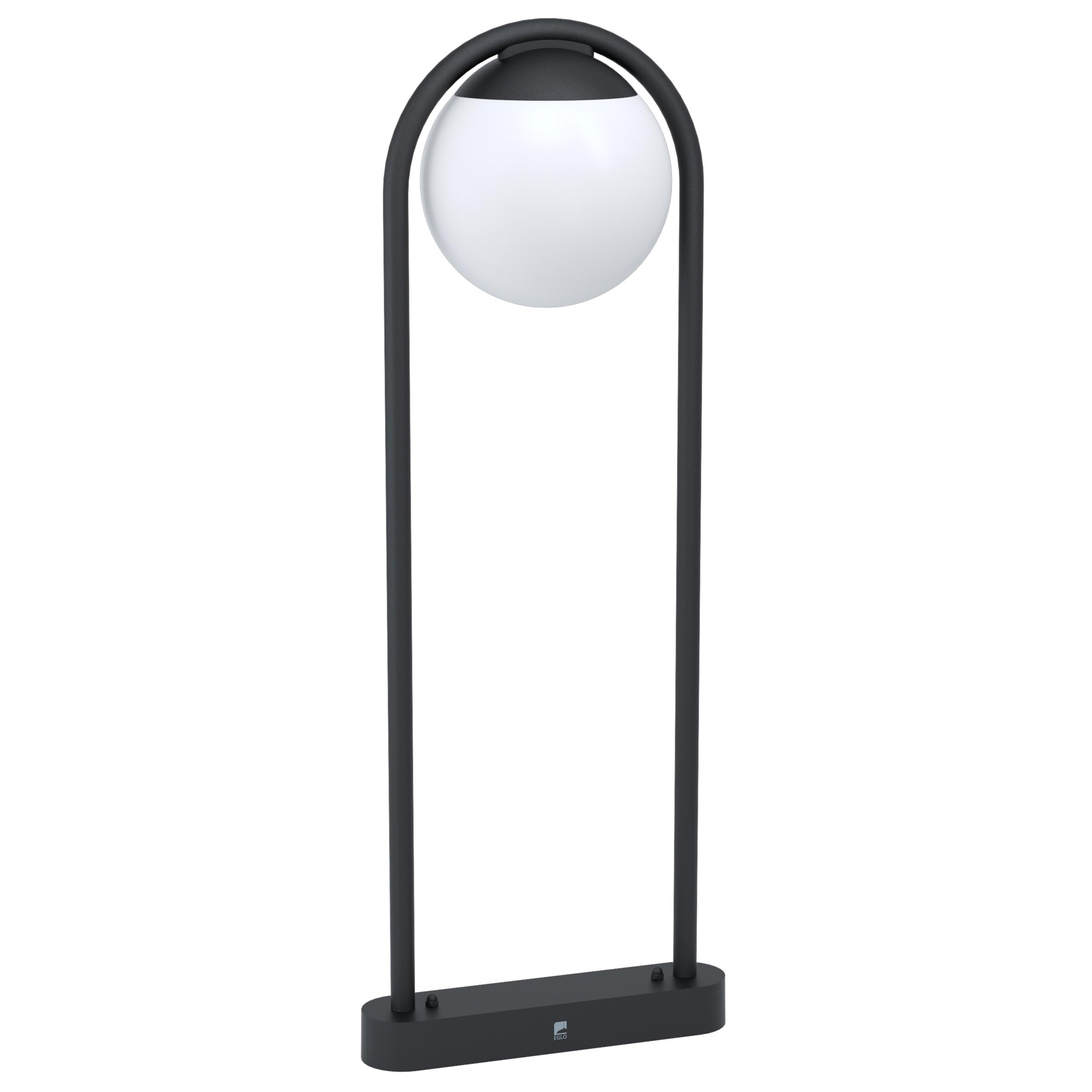 EGLO Prata Vecchia Outdoor Floor Lamp, 1-Bulb Outdoor Light, Minimalist, Floor Lamp Made of Galvanised Steel in Black and Plastic in White, Outdoor Lamp with E27 Socket, IP44