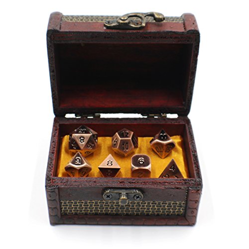 Metal D20 Dice Set with Storage Box / Chest for Roleplaying Games