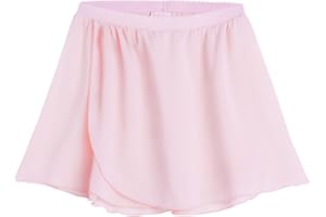 Nokecina Girls Ballet Dance Skirt for 3-12 Years Old Kids Sparkly Pull-On/Wrap Chiffon Dancewear Pink Black White Purple