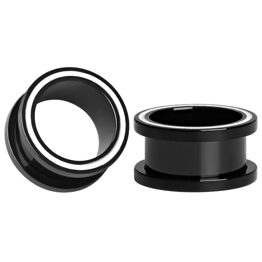 KUBOOZ - Ear Plug Tunnel Stretcher Gauge Single Screw Stainless Steel 2g (6mm) to 5/8g (16mm) Stainless Steel