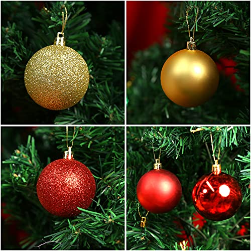 DomeStar Christmas Balls Set, 44PCS Christmas Balls Assorted Pendant Shatterproof Balls Ornament for Xmas Tree Decoration