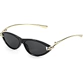 DreamCalf Trendy Cat Eye Women's Sunglasses with Gold Accents, Vintage Cateye Sun Glasses for Daily & Vacation Wear
