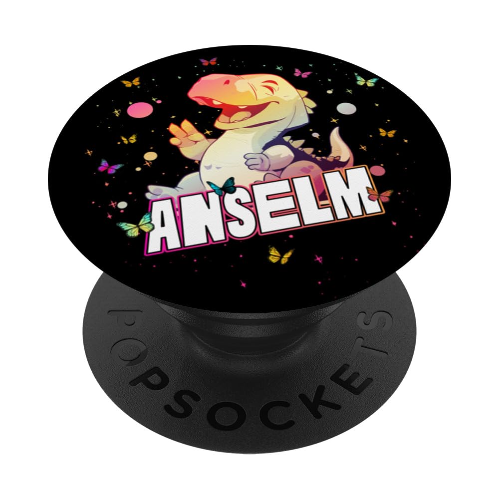 ANSELM - Cute Boy Name with cute Dinosaur PopSockets Swappable PopGrip