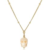 Skull Pearl Necklace – 14K Gold Plated 925 Sterling Silver Skeleton Pendant with 7–8mm Freshwater Pearl, Gothic Jewelry