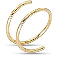 6mm Small Double Nose Rings Hoops for Women Men, 20g, Right Side, 14k Gold Filled Hypoallergenic Tiny Spiral Nose Ring for Single Piercing, Thin Nose Piercing Hoop, 6 mm 20 Gauge
