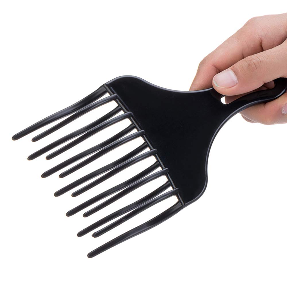 Towarm Hair Comb Insert Afro Hair Pick Hair Fork Comb Plastic High & Low Gear Comb Oil Head Tools Hairdressing Styling Tool Black for Man & Woman 2Pcs (Black-2Pcs)
