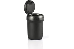 Amiss Car Ashtray, with Color Breathing Light, Portable Smokeless Car Ashtray with Lid, Detachable Ceramics Inner Car Ashtray, Mini Car Trash Can - Carbon Fiber