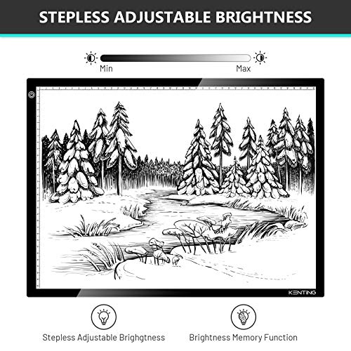 KENTING A3 Drawing Light Board, USB Power Sketch Light Pad with Stepless Adjustable Brightness, Ultra-Thin 0.2inches Copy Board for Diamond Art, Tracing, Tattoo Drawing, Sketching, Animation, Drawing