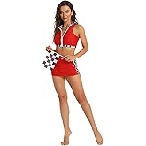 Funivals Stewardess Costume for Women, Halloween Racer Costumes Women，Christmas Cosplay Party Outfit Adult