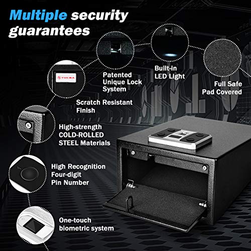 YUEMA Biometric Gun Safe Quick Access Handgun Safes with Fingerprint