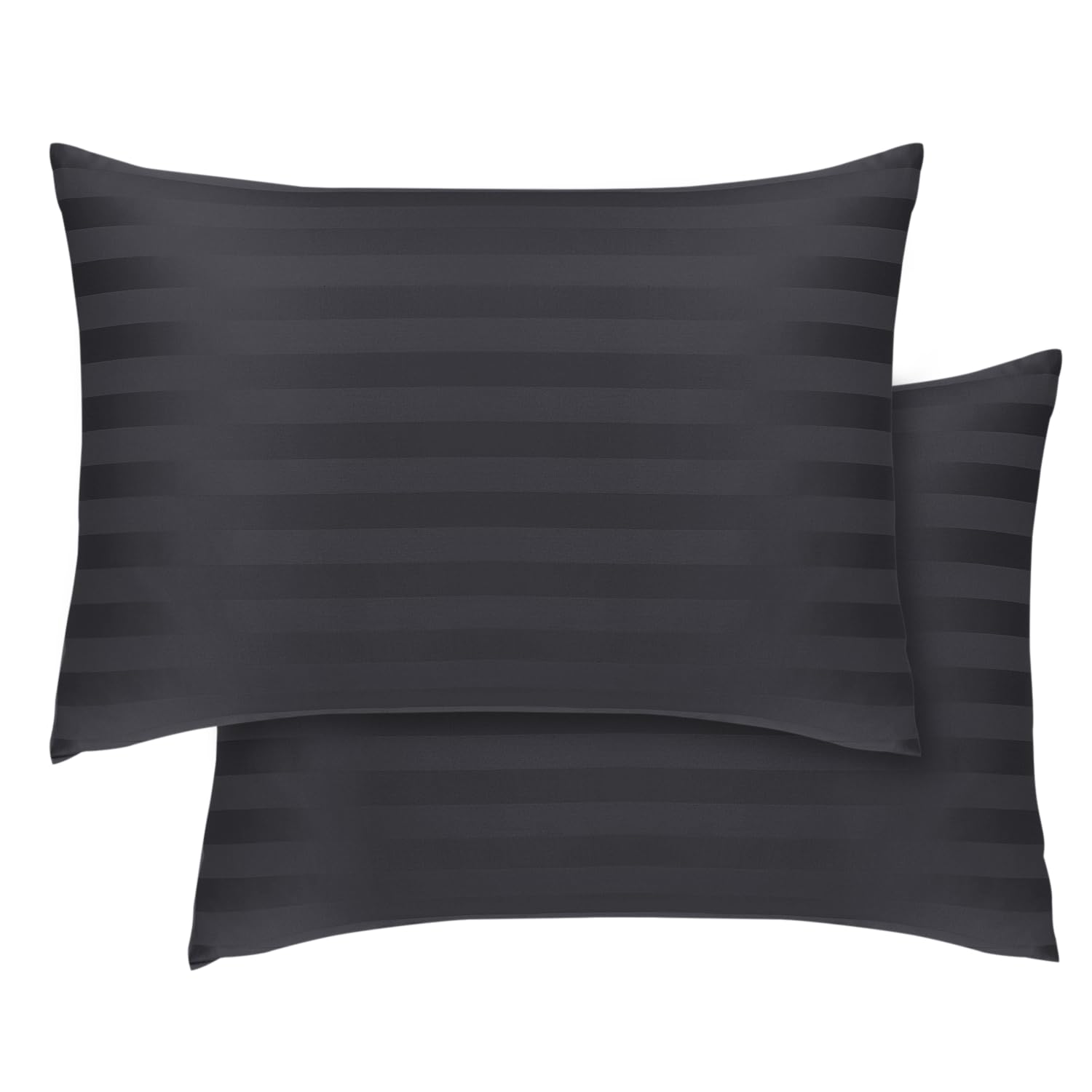 Hafaa Pillow cases 2 Pack - Charcoal Stripe Pillow Cases Standard Size Pillow Protectors with Envelope Closure Soft & Comfortable Bed Pillows Cover