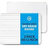 Small White Board 9X12 Dry Erase Mini Lapboard 2 PK Double Sided for Kids | Includes 2 Whiteboards with Blank and Lined Sides, Safe Rounded Edges Ideal for Classroom, Homeschooling, Office