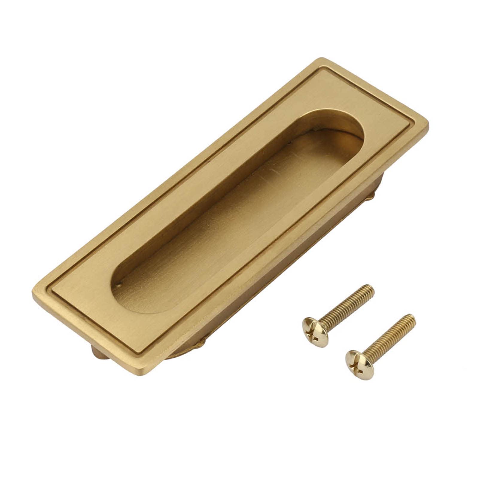 ViaGasaFamido Recessed Handle, Brass Cabinet Hardware Flush Pull, Recessed Invisible Flat Finger Pull with 2 Screw for Sliding Door Drawer and Cabinet