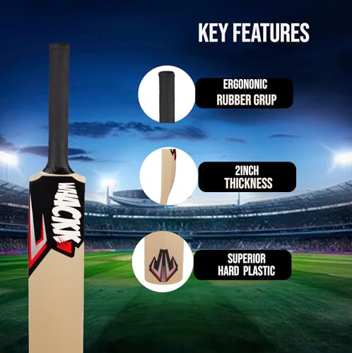 WHACKK Junior Cricket Bat Size 5 Ivory | Lightweight Kashmir Willow Style Bat for Kids Age 8-11 | Tennis Ball Cricket Bat for Boys & Girls Practice 2