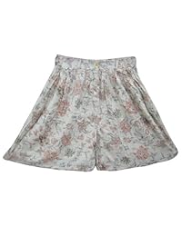 Mogul Women’s Bohemian White Summer Fashion Floral Print loose Mini Pants
