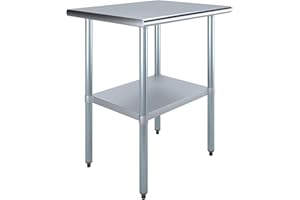 Express KitchQuip NSF Certified Heavy Duty Stainless Steel Prep Table for Home & Commercial Use with Galvanized Shelf, Legs, & Optional Wheels