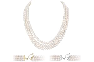 Pearl Vibe AAA+ Quality White Freshwater Pearls Necklace for Women | 6.5-7mm Round White Pearls with 925 Sterling Silver Chain