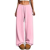 HeSaYep Women's Fleece Lined Sweatpants V-Waisted Wide Leg Sweat Pants Winter Warm Pants with Pockets
