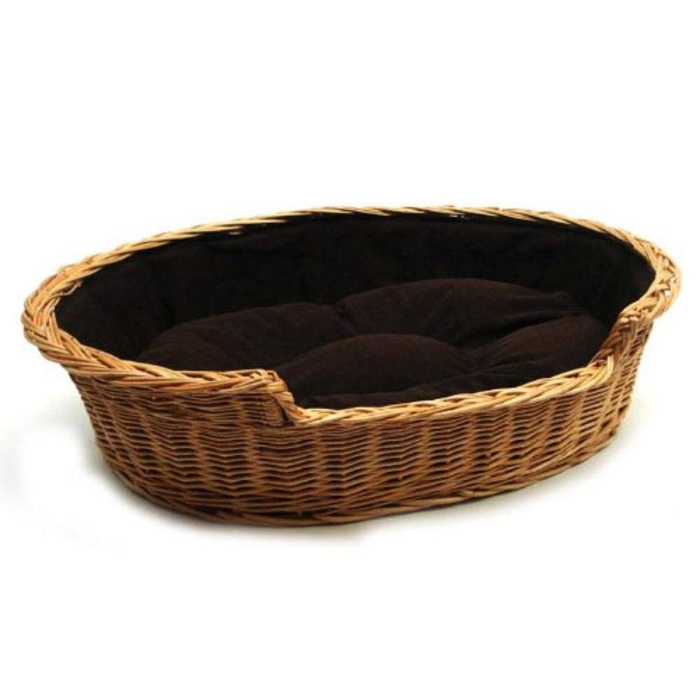 Prestige Wicker Wicker Dog Bed Basket with Cushion, Extra Large, Dark — image 1