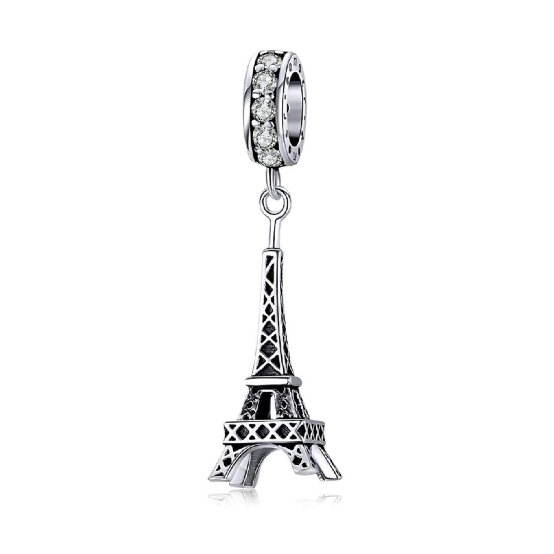 FeatherWish 925 Sterling Silver I Love Paris France Eiffel Tower Charms Fits And Compatible With Pandora Bracelets Gift For Wife Girlfriend Birthday Daughter Mum Sister