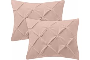 Kotton Culture Set of 2 Pillow Shams Pinch Pleated 100% Egyptian Cotton 600 Thread Count Super Soft Decorative Hotel Class Bedding (King/Cal King (20X36 Inches), Blush)