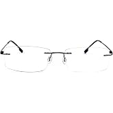 Agstum Titanium Alloy Flexible Rimless Hinged Frame Optical Eyeglasses | Ultralight Durable Frameless Glasses, Comfortable Nose Pads, Stylish Design, Ideal For Daily Fashion And Lens Replacement