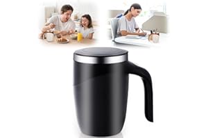 BAUFIX Automatic Magnetic Stirring Coffee Mug, 2024 New Self Stirring Mug Magnetic Coffee Stirrer Mug for Milk,Stainless Steel Self Mixing Coffee Cup with Lid for Coffee, Cocoa (1, Black)