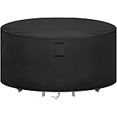 Hiticover Round Patio Furniture Covers, 48 Inch Waterproof Round High Outdoor Table and Chair Set Cover, Tall Outdoor Furniture Covers for Winter, Rainproof Fadeproof - 48"Dia x 36"H
