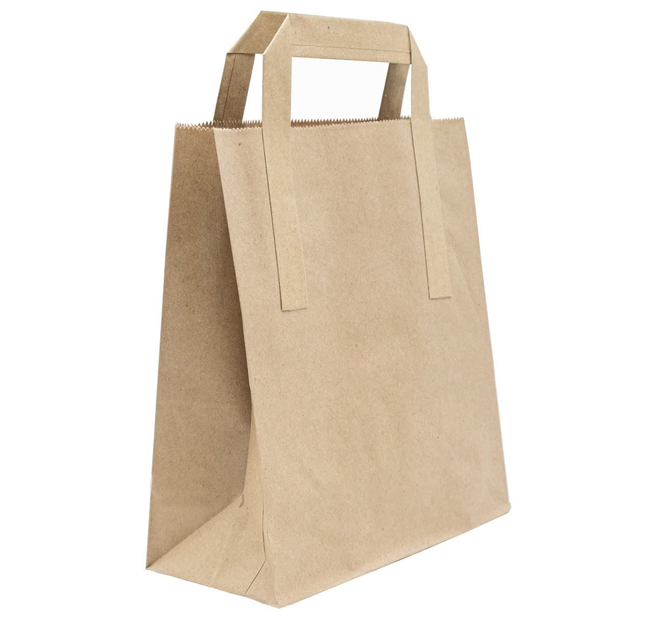 TP4U - Pack of 20 Bags - Brown Paper SOS Party Gift Take Away Block Bottom Strong Carrier Bags With Flat Handle - Various Quantities Available (20)