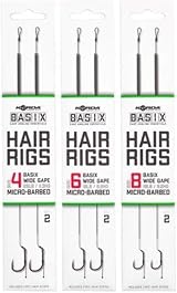 Korda Basix Hair Rigs Wide Gape Barbless 4 25lb Pre-Tied Camouflage view 3