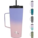 Konokyo Insulated Tumbler with Handle and Straw, 22 OZ Travel Coffee Mug Stainless Steel Cup Metal Water Bottle,Pastel Sunset