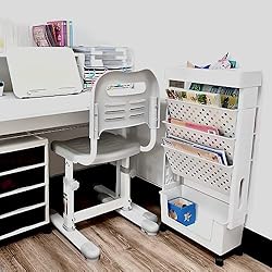 5 Tier Mobile Bookshelf Rolling Book Rack with