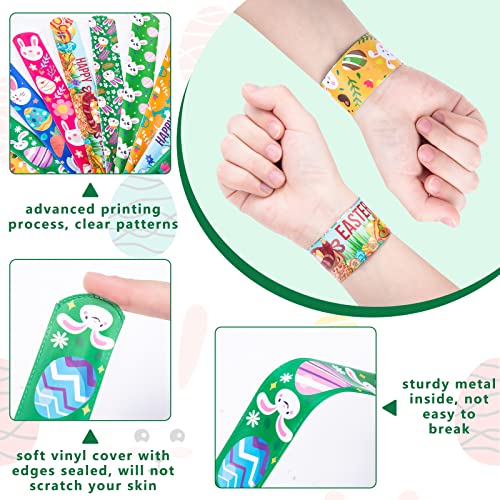 Koogel Easter Slap Bracelets for Kids, 48PCS Easter Slap Snap Bands Toys Gifts for Easter Eggs Basket Party Favors Bags Fillers Class Rewards