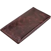 Genuine leather banknote wallet Travel Brown Cognac (leather, durable stitching, folds in half, holds 4 cards, coin pocket, flat banknote compartment)
