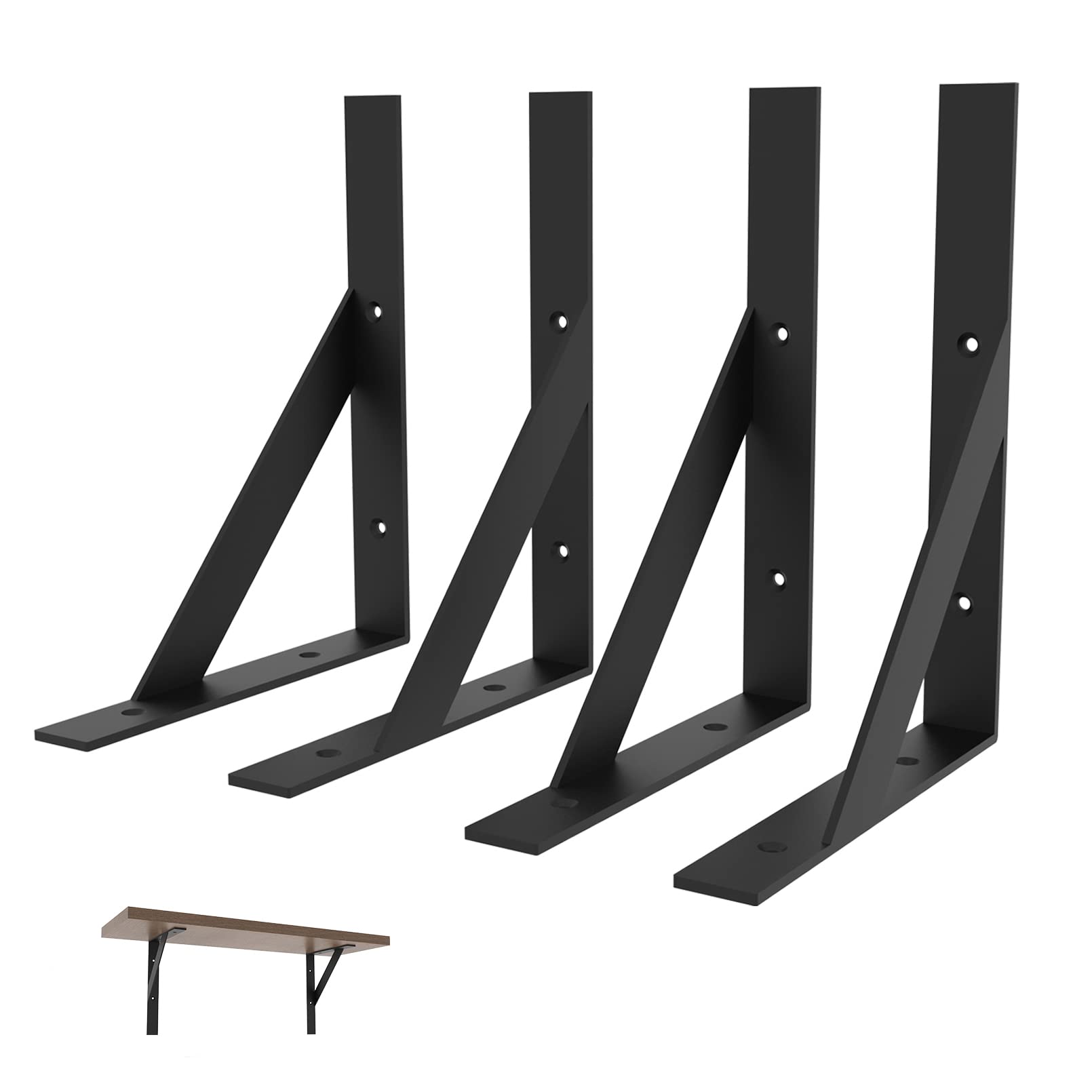 Heavy Duty Shelf Bracket, 8 inchx 10 inch Shelf Brackets, L Brackets, Shelf Support, Angle Brackets for Shelves Set of 4