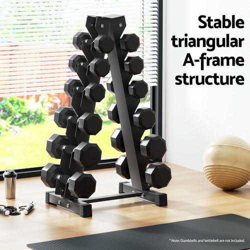 KAPEICamper Dumbbell Holder Storage Rack Weight Lifting Stand 6 Tier Dumbbell Organizer A Frame Dumbbell Rack Stand for Fitness Home Gym (Only The Holder)