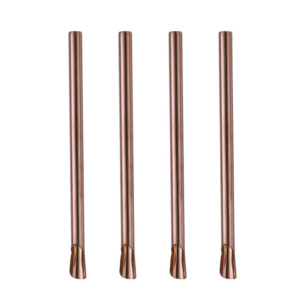 HEMOTON 4pcs Stainless Steel Bubble Tea Straws Reusable Straw Stirrer for Milk Tea Smoothies