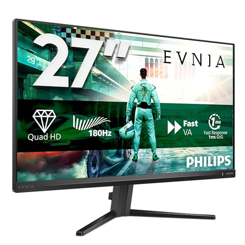PHILIPS Evnia 27M2N3500AM 27 Zoll WQHD Gaming Monitor, 180Hz, Fast VA Panel, 1ms GtG, HDR10, FreeSync Premium, (2560x1440 HDMI 2X 2.0 DP 1x 1.4) Dunke