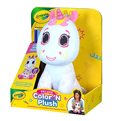 Crayola Deluxe Color ‘N Plush 10-Inch Unicorn - Draw, Wash, Reuse - 2 Broad and 2 Fine Ultra ...