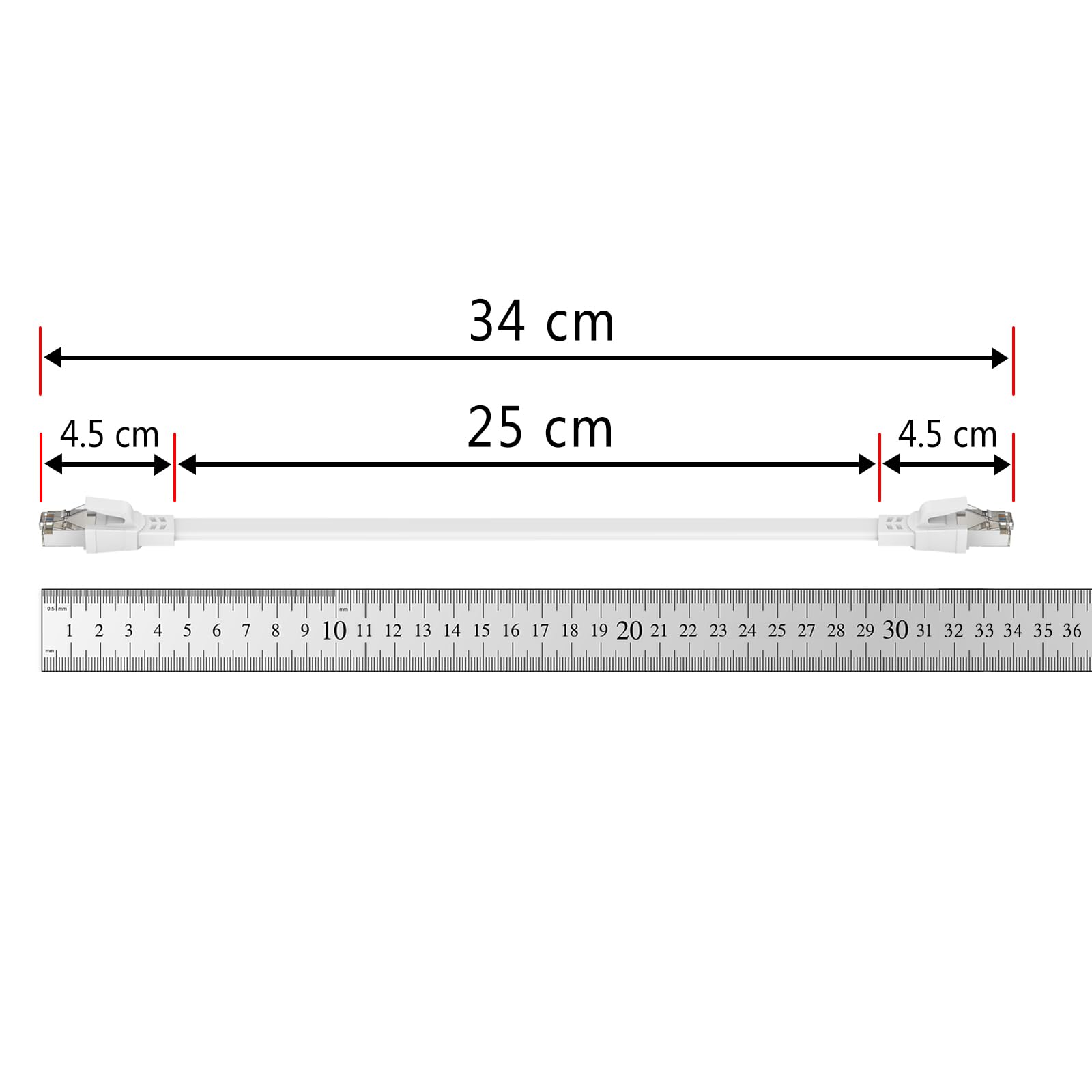 Ercielook Lan Kabel 0,25m-5 Stück - Hochgeschwindigkeits 40 Gbit/s Cat8-Netzwerkkabel für den Außen- und Innenbereich, wetterfest, UV-beständig für Router/Gaming/Modem 4