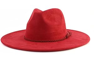 LIDHAY Big Wide Brim Fedora Hats for Women Men Western Suede Hat Large Felt Panama Hat Rancher Hat