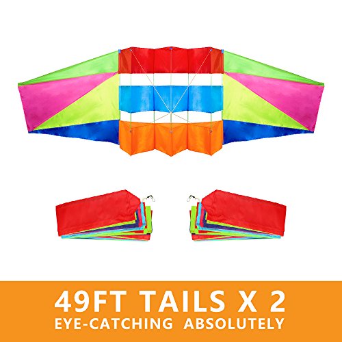 Beach Kites for Adults Large with Long Tail, 98 inches Super Easy Flyer